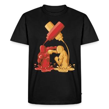 Ketchup vs Mustard Epic Kamp Fast Food Gift - Men's Premium Organic T-Shirt - black - Front - Nico (187cm)