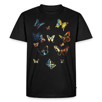 papillons colorés - T-shirt Premium bio Homme - noir - Devant - Nico (187cm)