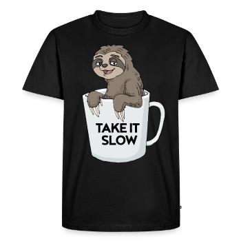 Café paresseux dans une tasse de café cadeau de caféine - T-shirt Premium bio Homme - noir - Devant - Nico (187cm)