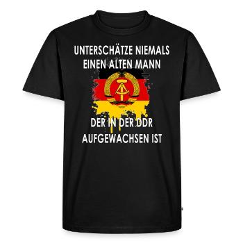 GDR Birthday Old Funny Saying Gift Ossi - Men's Premium Organic T-Shirt - black - Front - Nico (187cm)