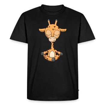 Yogi namaste cadeau yoga méditation girafe - T-shirt Premium bio Homme - noir - Devant - Nico (187cm)