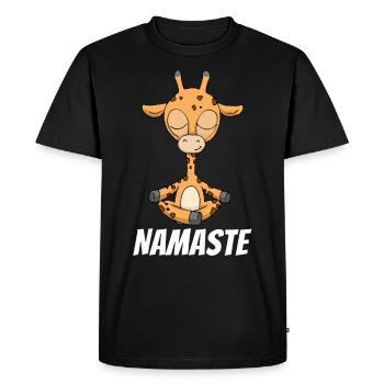 Cadeau Yogi Méditation Namaste Yoga Girafe - T-shirt Premium bio Homme - noir - Devant - Nico (187cm)