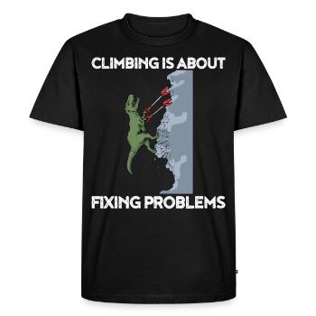 Klettern T-Rex Bouldern Kletterer Dinosaurier - Männer Premium Bio T-Shirt - Schwarz - Vorne - Nico (187cm)