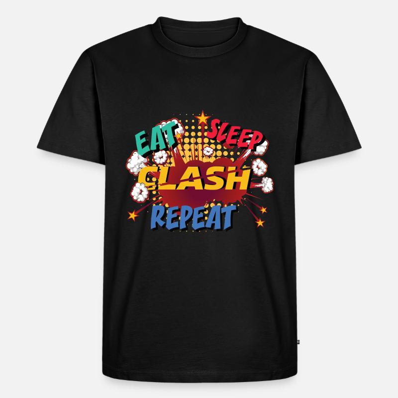 Eat, Sleep, Clash, Repeat - Männer Premium Bio T-Shirt - Schwarz