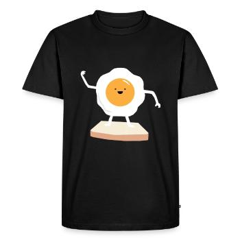 Fried egg oeuf oeuf au plat toast protein - T-shirt Premium bio Homme - noir - Devant - Nico (187cm)