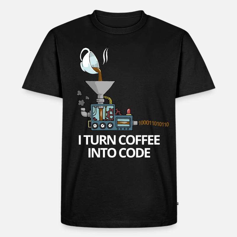 Programmierer Kaffee in Code Informatik Geschenk - Männer Premium Bio T-Shirt - Schwarz