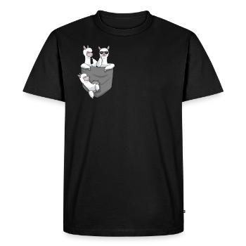 Alpakas in Tasche Alpaca Pocket Animal Geschenk - Männer Premium Bio T-Shirt - Schwarz - Vorne - Nico (187cm)