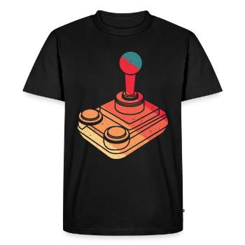 Vintage Joystick - 90s - Men's Premium Organic T-Shirt - black - Front - Nico (187cm)