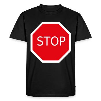 Stop sign street sign stop - Men's Premium Organic T-Shirt - black - Front - Nico (187cm)