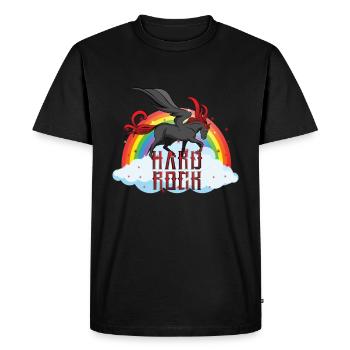 Drôle hard rock arc-en-ciel Licorne - T-shirt Premium bio Homme - noir - Devant - Nico (187cm)