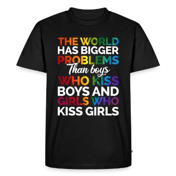 Gay Pride Sentence LGBT - T-shirt Premium bio Homme - noir - Devant - Nico (187cm)