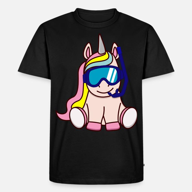 Taucher Einhorn Geschenkidee Geschenk - Männer Premium Bio T-Shirt - Schwarz
