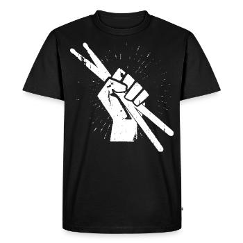 Batteur batterie baguette tshirt jupe amant percussion - T-shirt Premium bio Homme - noir - Devant - Nico (187cm)