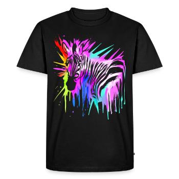 Zèbre coloré - T-shirt Premium bio Homme - noir - Devant - Nico (187cm)