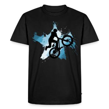 Mountainbike Jump Downhill MTB bleu - T-shirt Premium bio Homme - noir - Devant - Nico (187cm)