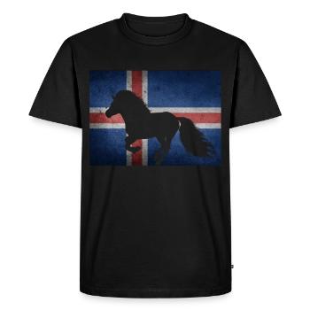 Icelandic horse flag Iceland rider gift idea - Men's Premium Organic T-Shirt - black - Front - Nico (187cm)