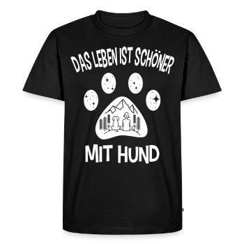 Das Leben ist schöner Mit Hund Geschenk Hündchen - Männer Premium Bio T-Shirt - Schwarz - Vorne - Nico (187cm)