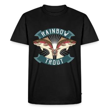 Truite arc-en-ciel, pêche à la truite - T-shirt Premium bio Homme - noir - Devant - Nico (187cm)