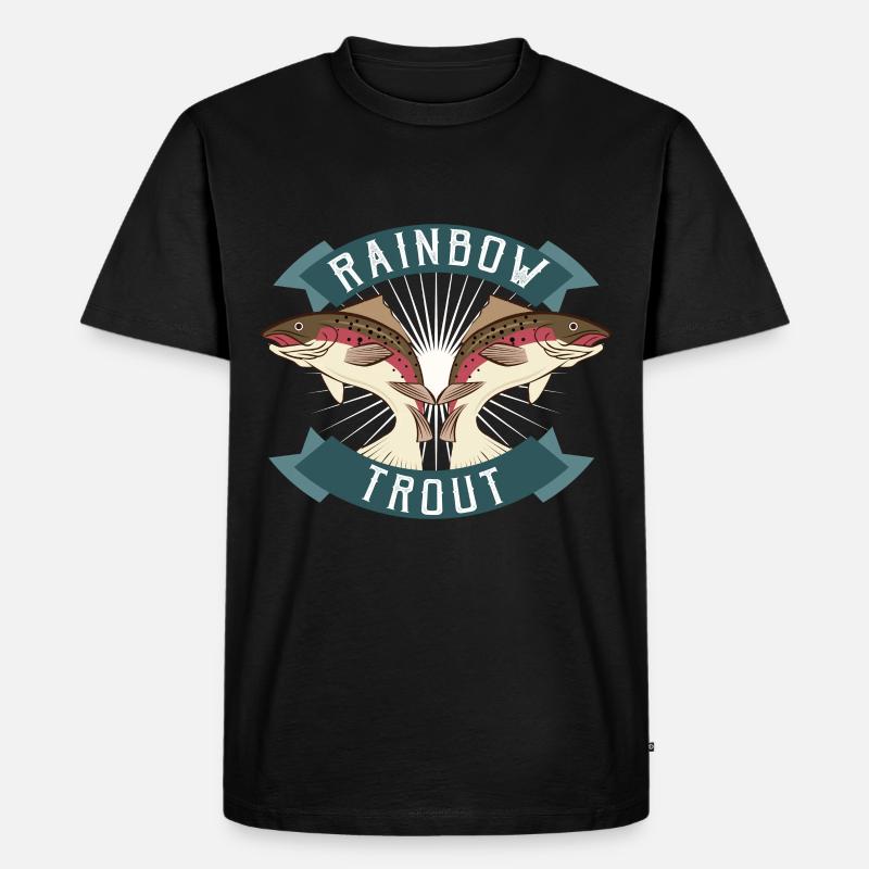 Regenbogenforelle, Forellen angeln - Männer Premium Bio T-Shirt - Schwarz