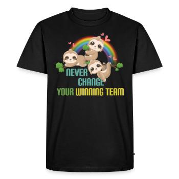 Sloth Team Shirt - Men's Premium Organic T-Shirt - black - Front - Nico (187cm)