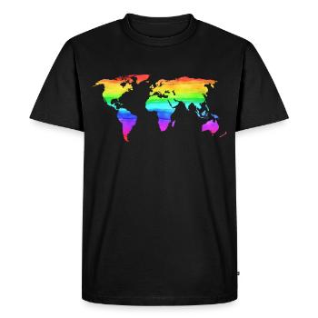 World map Colorful rainbow colors Colored - Men's Premium Organic T-Shirt - black - Front - Nico (187cm)