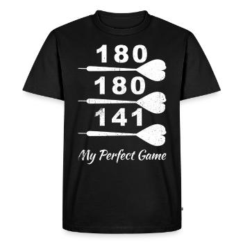 Mon jeu parfait - fléchettes - T-shirt Premium bio Homme - noir - Devant - Nico (187cm)