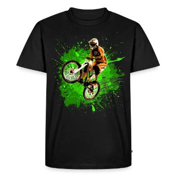 MTB Downhill VTT vert - T-shirt Premium bio Homme - noir - Devant - Nico (187cm)