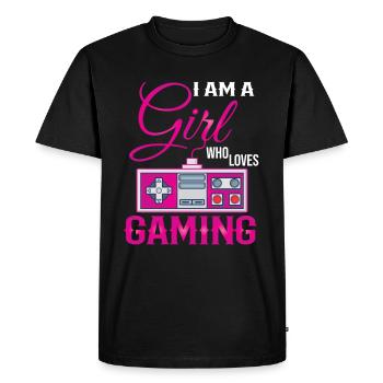 Retro gmergirl gambler saying gift - Men's Premium Organic T-Shirt - black - Front - Nico (187cm)