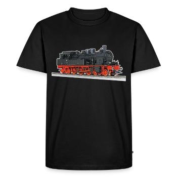 Dampflok Zug I Eisenbahn Lokomotive Realistisch - Männer Premium Bio T-Shirt - Schwarz - Vorne - Nico (187cm)
