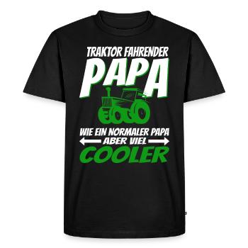 Traktor fahrender Papa wie ein normaler Papa ... - Männer Premium Bio T-Shirt - Schwarz - Vorne - Nico (187cm)