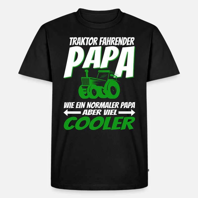Traktor fahrender Papa wie ein normaler Papa ... - Männer Premium Bio T-Shirt - Schwarz