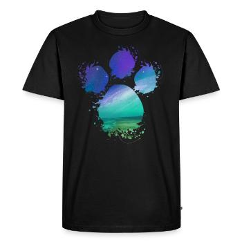 Northern Lights Dog Paw Splash of Color - Men's Premium Organic T-Shirt - black - Front - Nico (187cm)