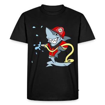 Fire brigade Hai in action against the fire - Men's Premium Organic T-Shirt - black - Front - Nico (187cm)