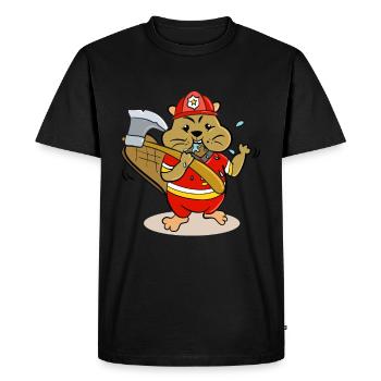 Pompier Bieber avec design enfants hache - T-shirt Premium bio Homme - noir - Devant - Nico (187cm)