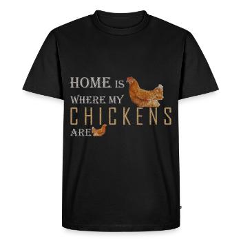 la maison est où sont mes poulets, les poulets disent - T-shirt Premium bio Homme - noir - Devant - Nico (187cm)