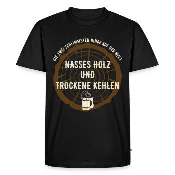Schreiner & Tischler Sprüche nasses Holz - Männer Premium Bio T-Shirt - Schwarz - Vorne - Nico (187cm)