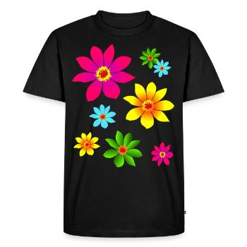 colorful flowers, colorful, blooming, blossoms, flowery - Men's Premium Organic T-Shirt - black - Front - Nico (187cm)