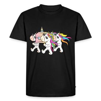 Halloween unicorns with coffin do a show - Men's Premium Organic T-Shirt - black - Front - Nico (187cm)