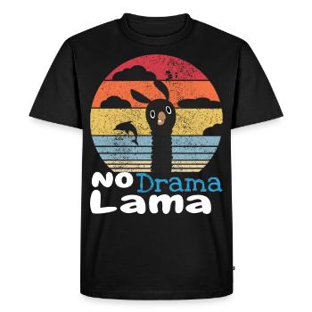 Lama, Llama, Dauphin, Drôle, Sort, Mer, Vintage - T-shirt Premium bio Homme - noir - Devant - Nico (187cm)