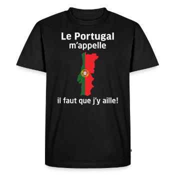 Le Portugal m'appelle il faut que j'y aille ! - T-shirt Premium bio Homme - noir - Devant - Nico (187cm)