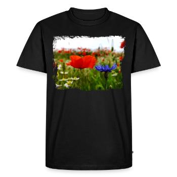 Peintures à l'huile de champ d'été de fleurs de pavot - T-shirt Premium bio Homme - noir - Devant - Nico (187cm)