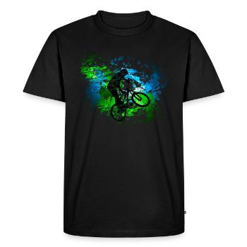 BMX Fahrradfahrt Farbfleck Deko Geschenk - Männer Premium Bio T-Shirt - Schwarz - Vorne - Nico (187cm)