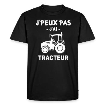 j'peux pas j'ai tracteur - T-shirt Premium bio Homme - noir - Devant - Nico (187cm)