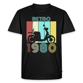 1980 80s scooter rider - Men's Premium Organic T-Shirt - black - Front - Nico (187cm)