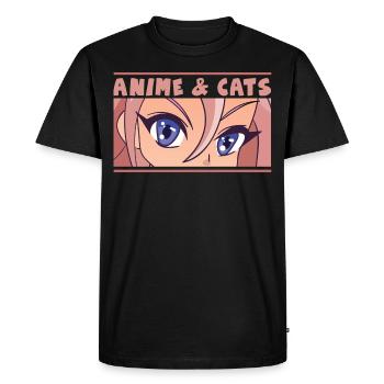 Anime et chats - T-shirt Premium bio Homme - noir - Devant - Nico (187cm)