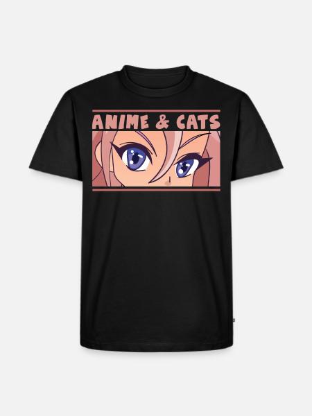 Anime & Cats - Männer Premium Bio T-Shirt - Schwarz