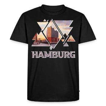 Hamburg Germany Elbphilharmonie Harbour Skyline - Men's Premium Organic T-Shirt - black - Front - Nico (187cm)