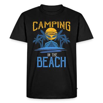 Camping à la plage Vacances à la plage - T-shirt Premium bio Homme - noir - Devant - Nico (187cm)