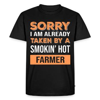 funny farmer saying farm saying - Men's Premium Organic T-Shirt - black - Front - Nico (187cm)