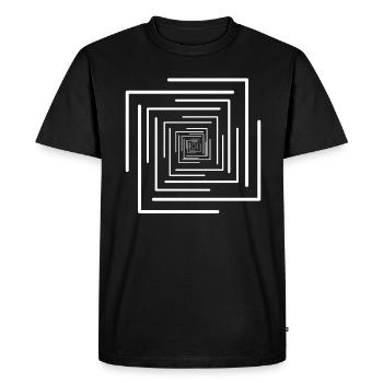 Des traits blancs et des lignes illusion - T-shirt Premium bio Homme - noir - Devant - Nico (187cm)